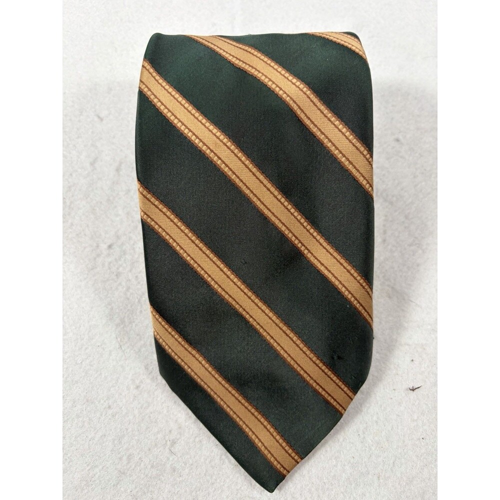 Don Loper Beverly Hills Tie Classic Green W/Tan Stripe Necktie